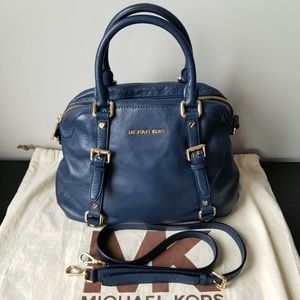 Michael Kors Bedford Belted Bowling Satchel in Navy